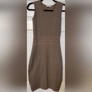 Sioni Taupe Textured Midi Dress